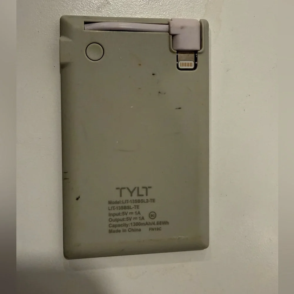 TYLT Slim Silver Power Bank for iPhone charge credit card size, extremely thin